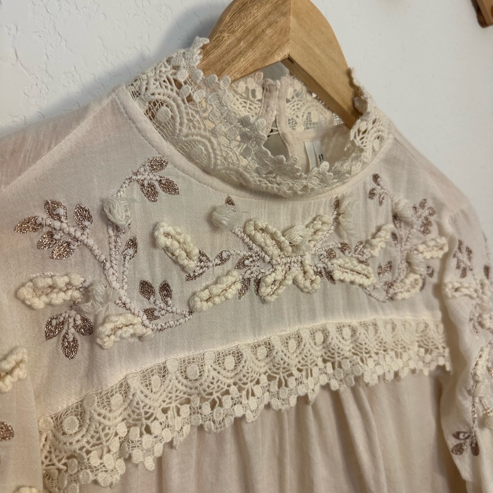 Anthropologie Jenna Cream Crochet Lace Blouse - Picture 3 of 8